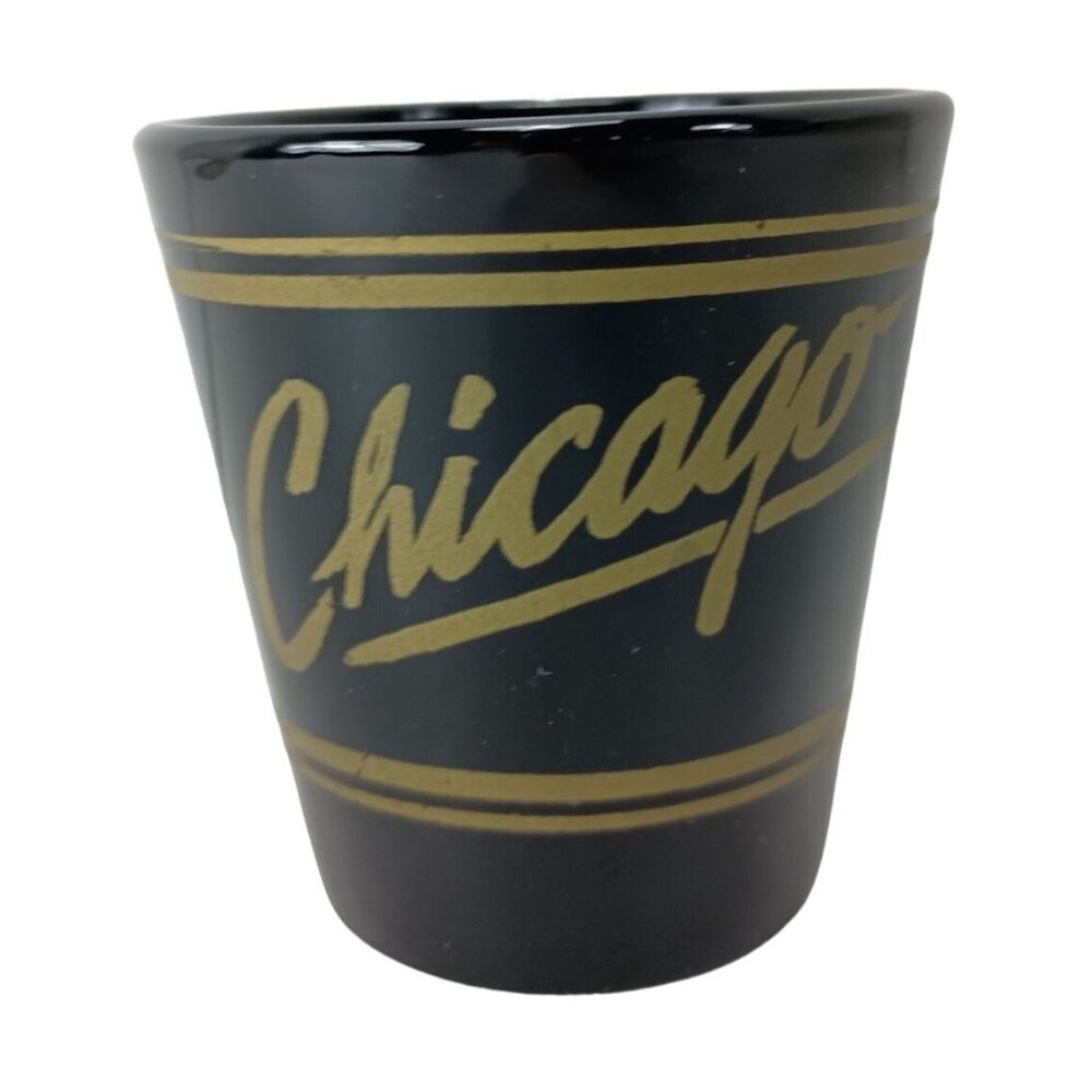 Chicago Black Souvenir Gold Lettering Shot Glass